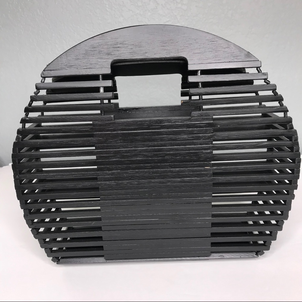 Vici Black Wooden Clutch
